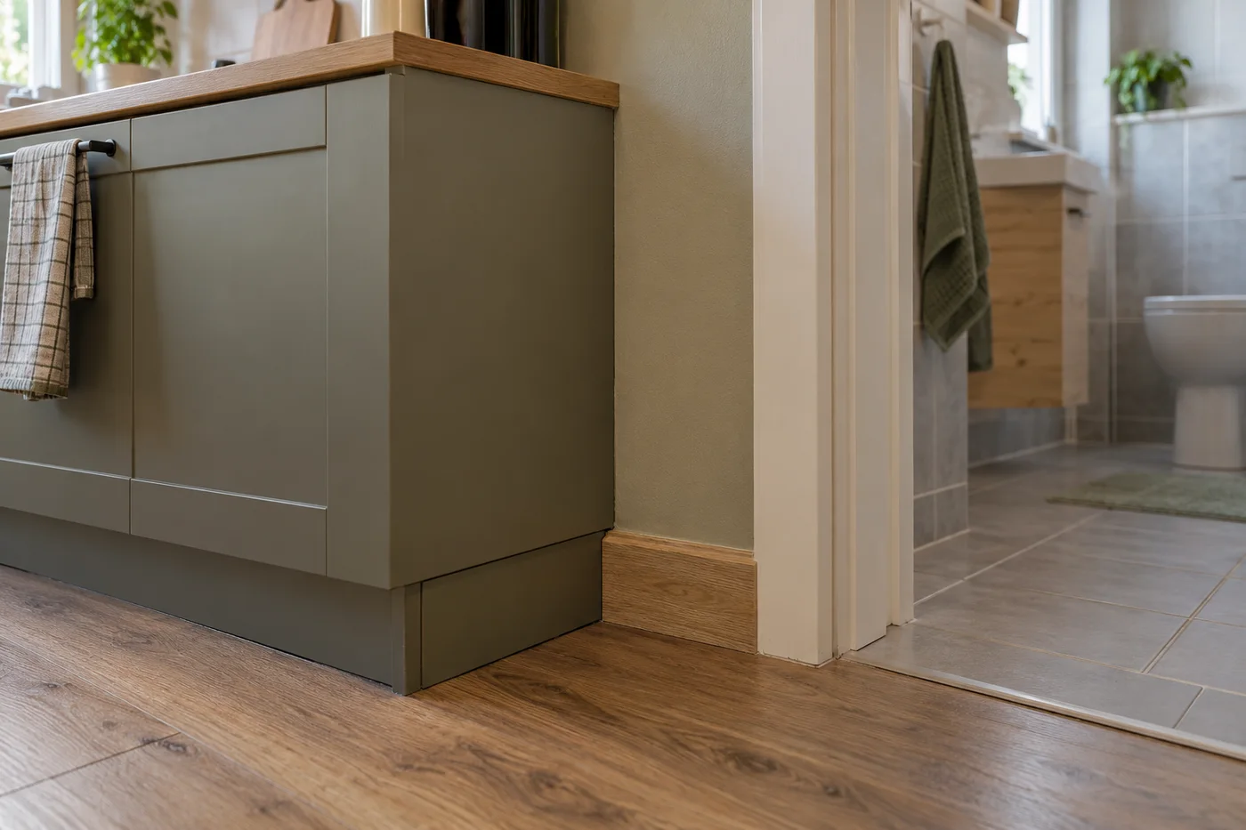 Połączenie listwy z bokiem zabudowy kuchennej